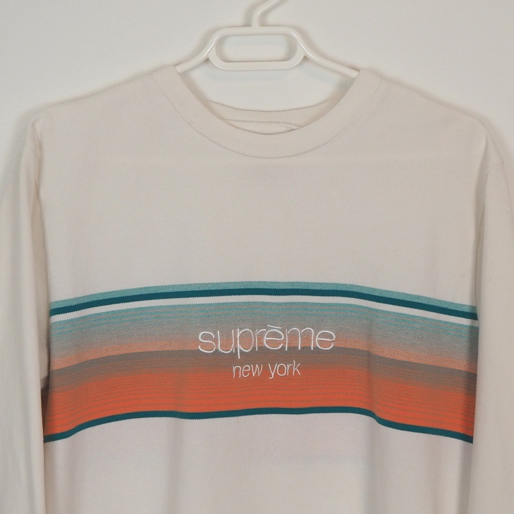 Supreme Shadow Stripe Long Sleeve Men's Size Medium‎ White 100% Cotton New York